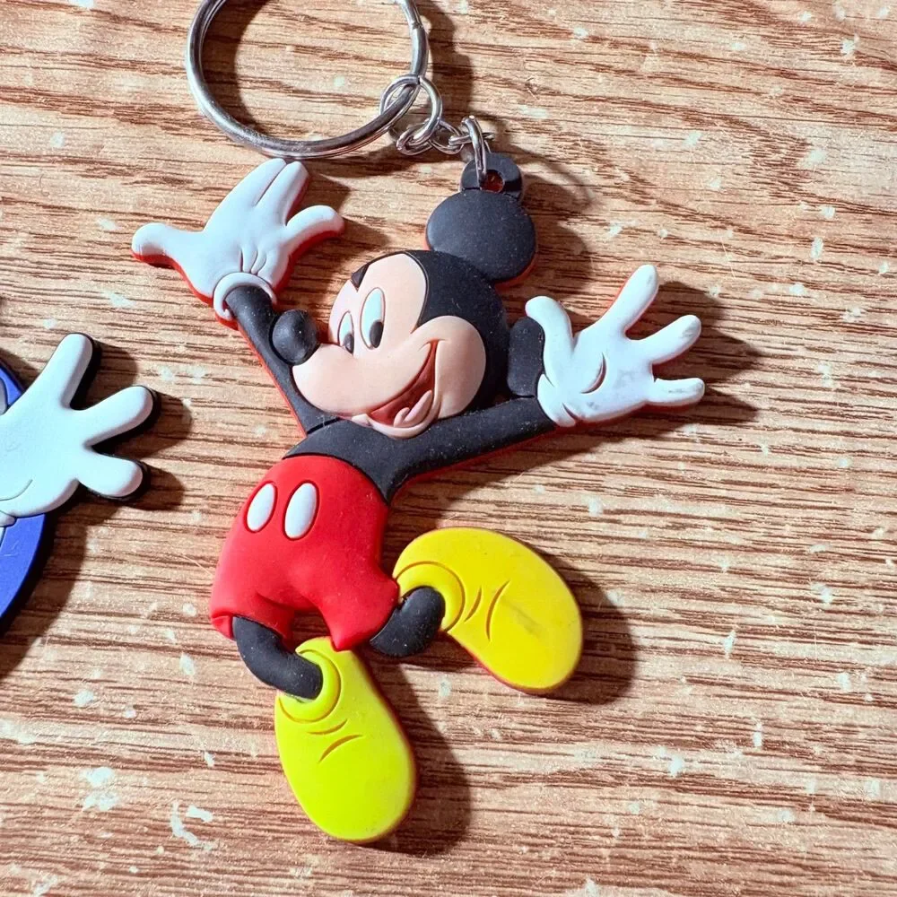 Disney Mickey Mouse Pvc Keychain 3” Key Ring and Mickey Junking Lot of 2